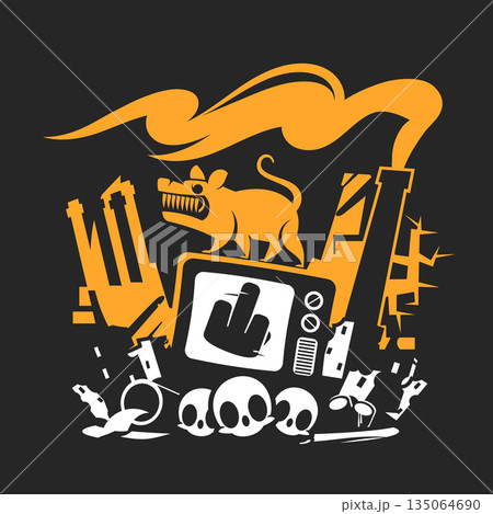 Propaganda by TV and Loudspeaker Illustration 135064690