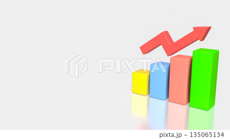 Business Performance Growth Concept with Colorful Bar Chart and Rising Arrow 3d render. 135065134