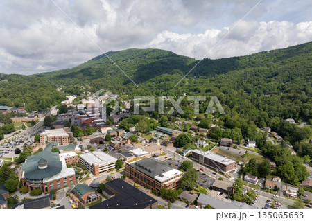 Historic American architecture of Boone, old historical town in North Carolina Blue Ridge Mountains. Beautiful USA townscape 135065633