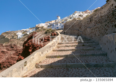 Stone Path to Oia Village in Santorini, Greece Stone Path to Oia Village in Santorini, Greece 135065894
