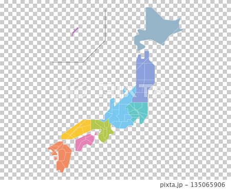 日本簡圖，分為各行政區 135065906
