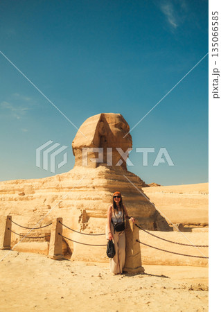 Woman Visiting The Monument Of The Sphinx Woman Visiting The Monument Of The Sphinx 135066585