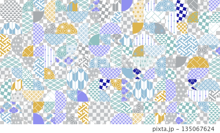 Colorful Japanese pattern background illustration for winter season Colorful Japanese pattern background illustration for winter season 135067624