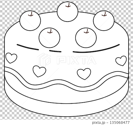 outline cartoon of cherry cake outline cartoon of cherry cake 135068477