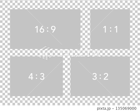 Gray square vector material with various ratios. Variations of templates with ratios suitable for posting images on social media. 135069000