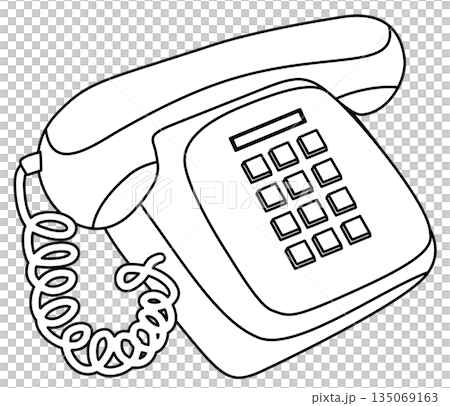 outline cartoon of retro telephone outline cartoon of retro telephone 135069163