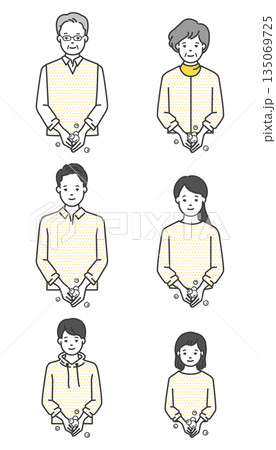 手洗いをする人のイラストベクター素材セット 135069725