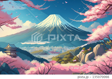 富士山と桜 富士山と桜 135070066