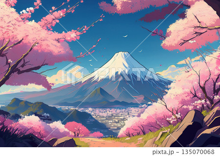 富士山と桜 富士山と桜 135070068