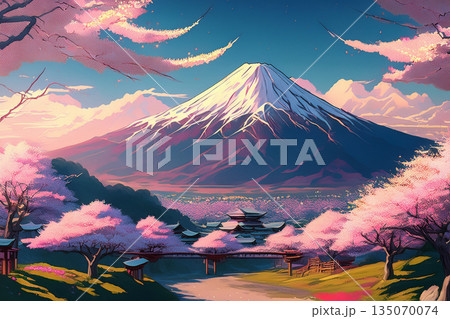 富士山と桜 富士山と桜 135070074