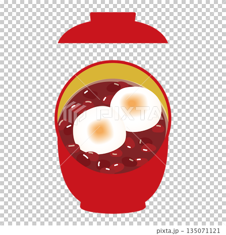 盛在有蓋碗裡的圓形米糕甜湯 135071121