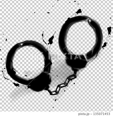 水墨画の手錠の挿絵イラスト 135071453