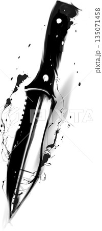 墨でで描いた和風アートのナイフのイラスト素材 135071458