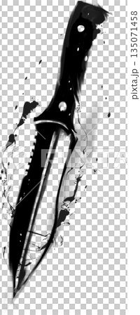 墨でで描いた和風アートのナイフのイラスト素材 135071458