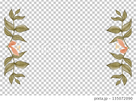 Floral frame horizontal border, peach blossoms, green leaves, watercolor hand-painted illustration isolated on white, botanical design ideal for wedding stationery, invitations, greeting cards Floral frame horizontal border, peach blossoms, green leaves, watercolor hand-painted illustration isolated on white, botanical design ideal for wedding stationery, invitations, greeting cards 135072090