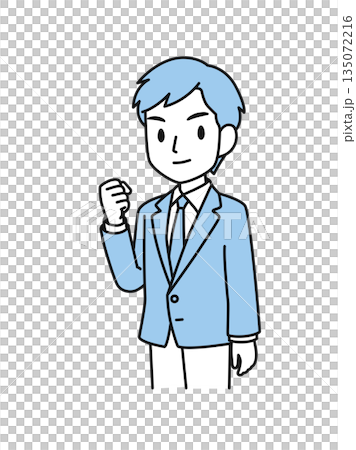 Illustration material of a businessman in a suit making a fist pump Illustration material of a businessman in a suit making a fist pump 135072216