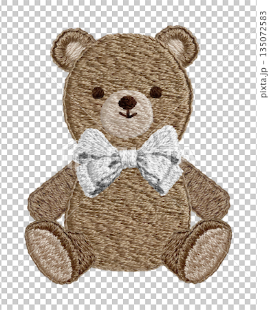 【リボンのテディベア】手刺繍イラスト素材 135072583
