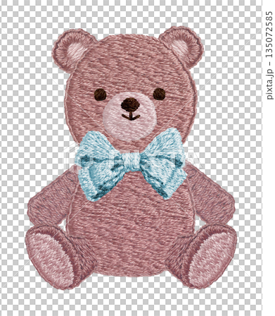 【リボンのテディベア】手刺繍イラスト素材 135072585