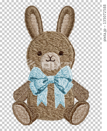 【リボンのうさぎのぬいぐるみ】手刺繍イラスト素材 【リボンのうさぎのぬいぐるみ】手刺繍イラスト素材 135072588