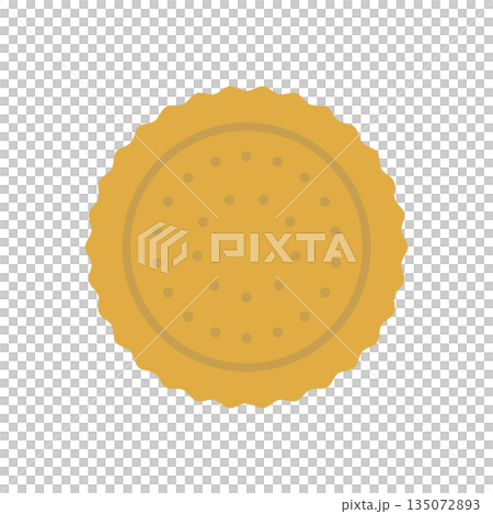丸いギザギザ縁が特徴のクラッカーまたはビスケットのシンプルなイラスト素材 135072893