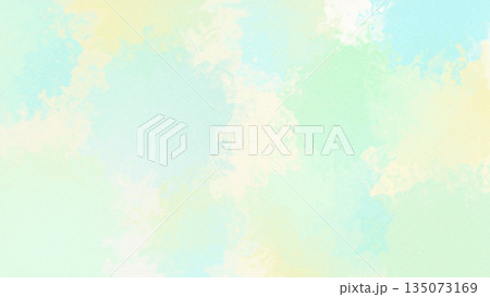 インクや絵の具で描いたような黄緑と水色と黄色の美しいグラデーション背景 インクや絵の具で描いたような黄緑と水色と黄色の美しいグラデーション背景 135073169