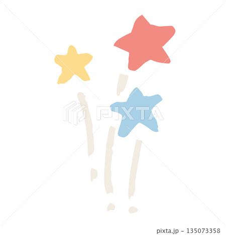 たのしいサーカス｜星の花火の手描きイラスト｜幼児向け素材 135073358