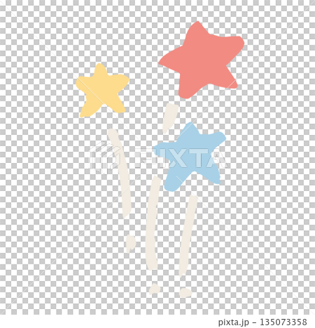 たのしいサーカス｜星の花火の手描きイラスト｜幼児向け素材 135073358