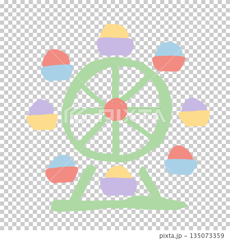 たのしいサーカス|観覧車の手描きイラスト|幼児向け素材 たのしいサーカス|観覧車の手描きイラスト|幼児向け素材 135073359