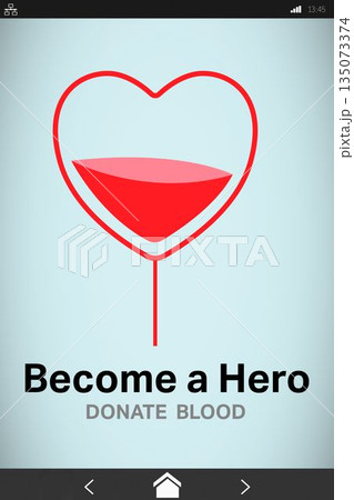 Become a Hero text with heart shape on screen 135073374