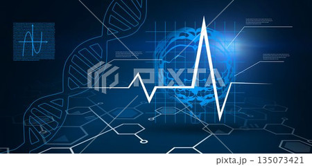 Digital background with brain and DNA Helix Digital background with brain and DNA Helix 135073421