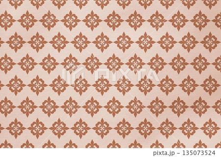 Repeating geometric floral motif pattern is appearing on flat design wallpaper with diamond links Repeating geometric floral motif pattern is appearing on flat design wallpaper with diamond links 135073524