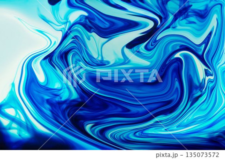 Abstract swirling blue liquid is creating dynamic gradient flow in flat design vector illustration 135073572