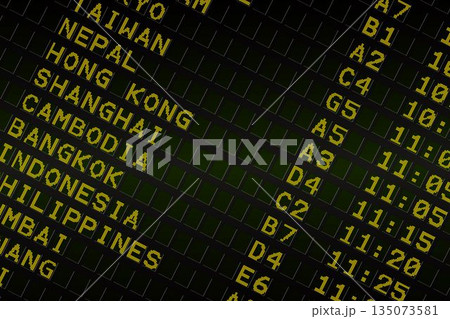 Black airport departures board for asia 135073581