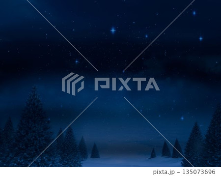 Digitally generated Night sky over forest Digitally generated Night sky over forest 135073696