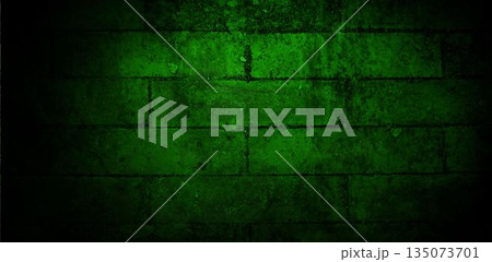 Weathered green brick wall is showing flat design pattern with visible mortar lines Weathered green brick wall is showing flat design pattern with visible mortar lines 135073701