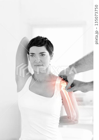 Highlighted bones of smiling woman having massage 135073750