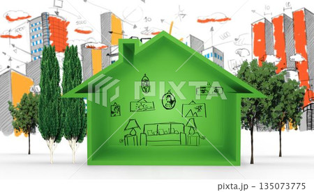 Green house against skyline 135073775