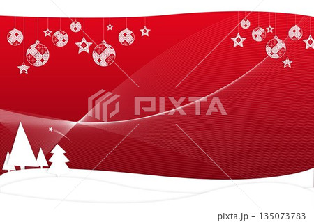 Fir trees with snow flakes 135073783
