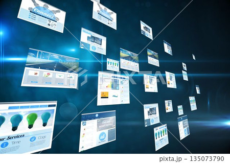 Screens showing business advertisement on blue 135073790