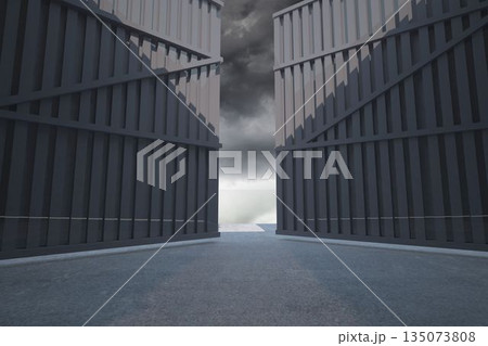 Door opening in dark room 135073808