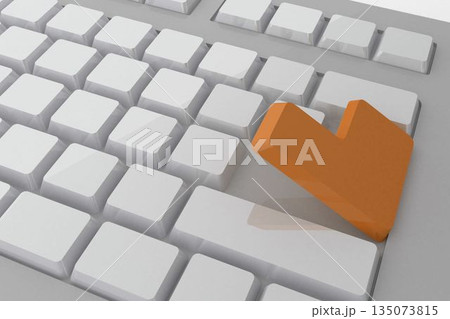 White keyboard with orange key White keyboard with orange key 135073815