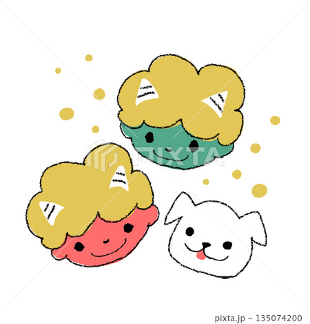 赤鬼と青鬼の子供と白い犬のやさしい手描き風イラスト(豆あり) 節分・豆まき・おたより・子ども向け 赤鬼と青鬼の子供と白い犬のやさしい手描き風イラスト(豆あり) 節分・豆まき・おたより・子ども向け 135074200
