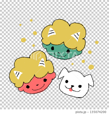 赤鬼と青鬼の子供と白い犬のやさしい手描き風イラスト(豆あり) 節分・豆まき・おたより・子ども向け 赤鬼と青鬼の子供と白い犬のやさしい手描き風イラスト(豆あり) 節分・豆まき・おたより・子ども向け 135074200