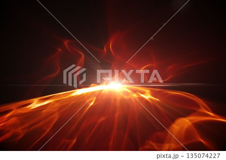 Abstract fiery burst is swirling in flat vector design with plasma streams flowing from point Abstract fiery burst is swirling in flat vector design with plasma streams flowing from point 135074227