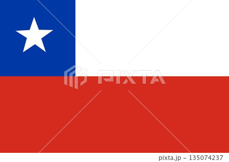 Chilean flag is showing full width in flat style on transparent background with blue canton star 135074237