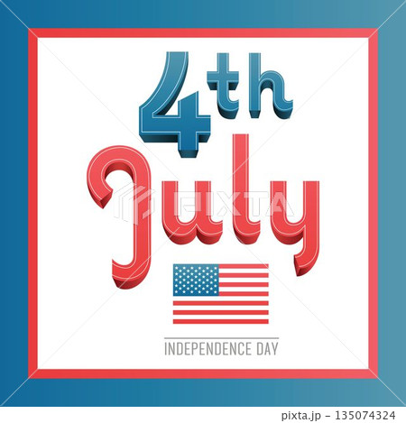 Picture frame with 4th July text and American flag Picture frame with 4th July text and American flag 135074324