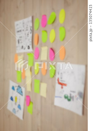 Sticky notes on wooden wall Sticky notes on wooden wall 135074415