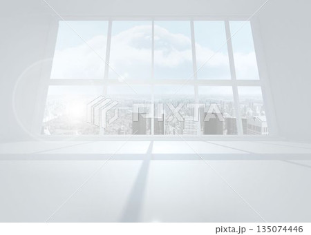 Bright white room with windows 135074446