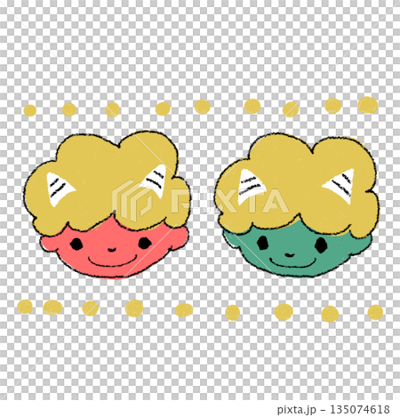 赤鬼と青鬼の子供のやさしい手描き風イラスト1 節分・豆まき・おたより・子ども向け 赤鬼と青鬼の子供のやさしい手描き風イラスト1 節分・豆まき・おたより・子ども向け 135074618