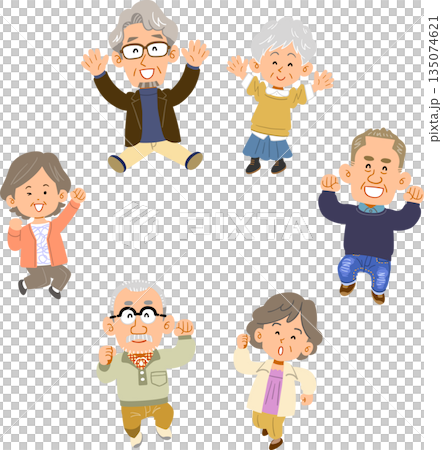 六位老年男女圍成一圈跳來跳去 135074621